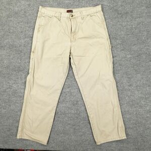 Wolverine Pants Mens 36x30 Beige Flannel Lined Carpenter Canvas Workwear